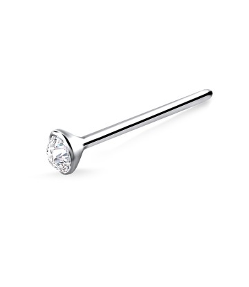 3mm Bezel Stone Set Silver Straight Nose Stud NSKA-13